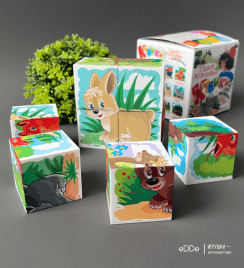 Кубики для малышей "Чей малыш. Дикие животные" пластмассовые 8 шт